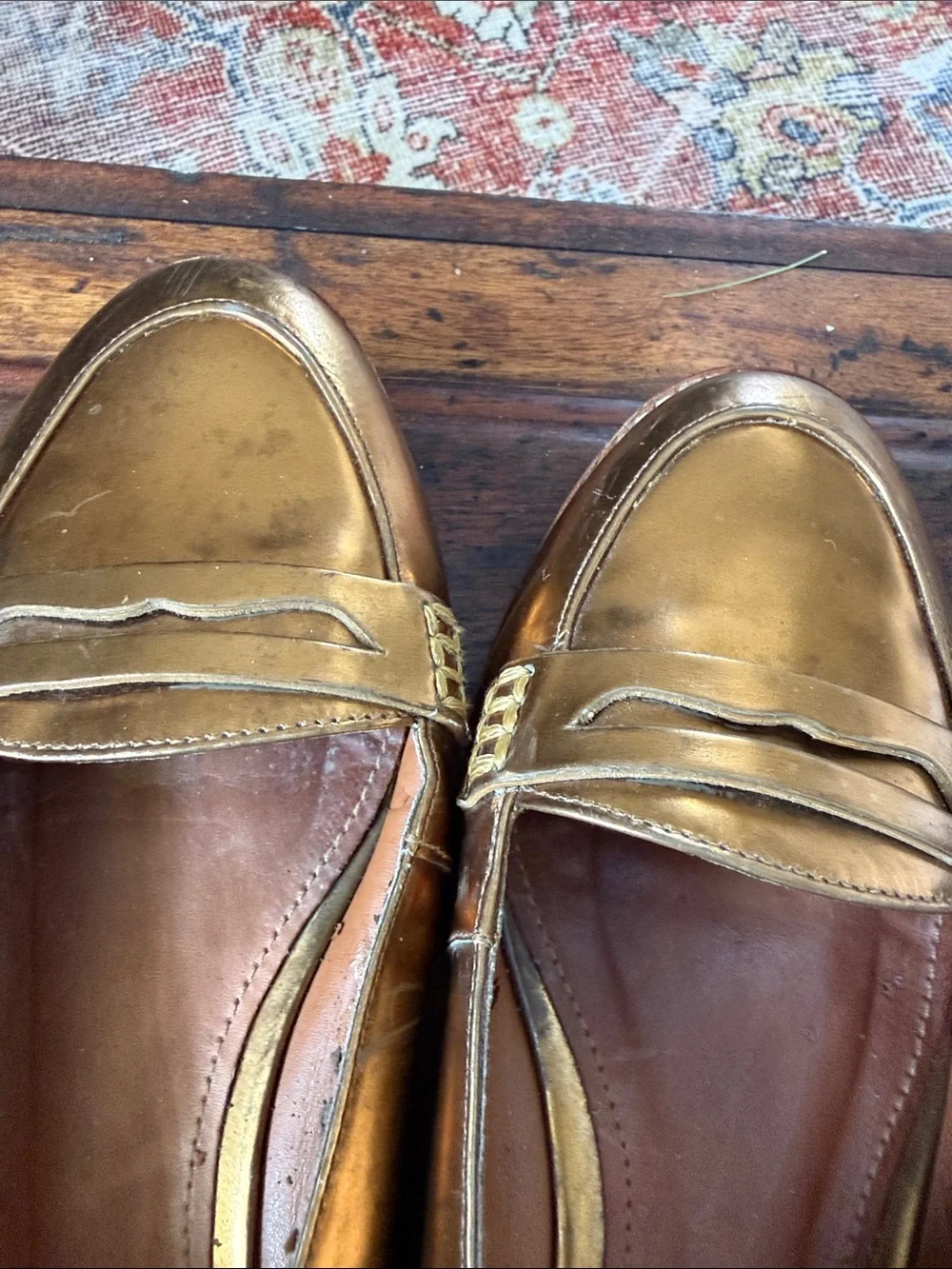 Schultz gold flats loafers 9